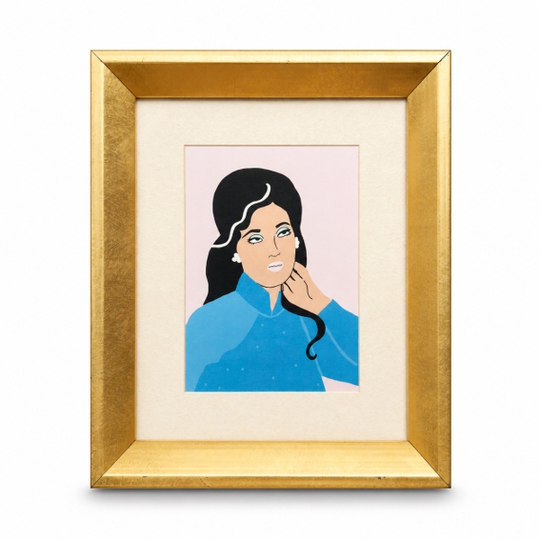 NICKI - 'Áo Dài in Blue' Framed Art Print