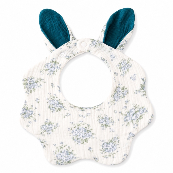 KID & BABY - Muslin Bunny Bib in Blue Flower
