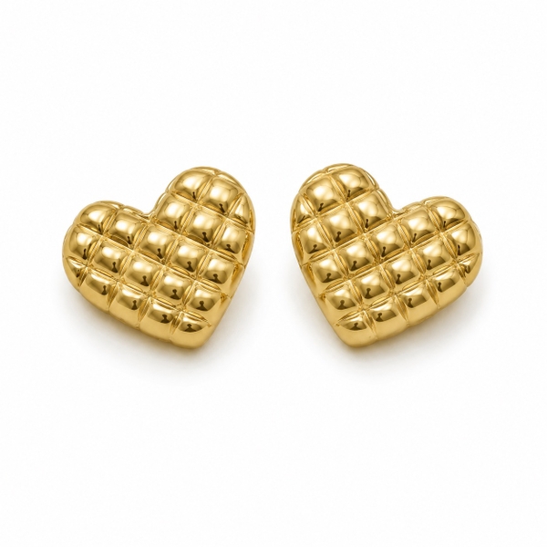 ROUGE - 18K Gold Plated Texture Heart Earrings