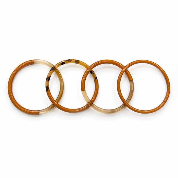 AZIET -  Buffalo Horn & Lacquer Set Bracelet in Amber Brown