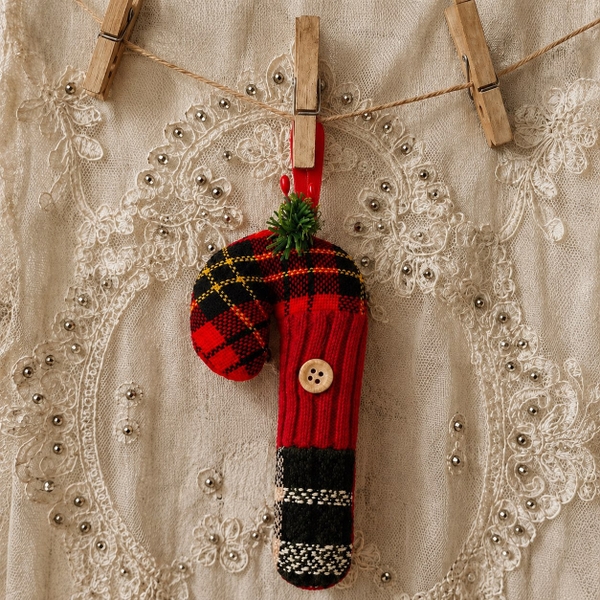 CHRISTMAS - Quilt Ornament in Candy Cane