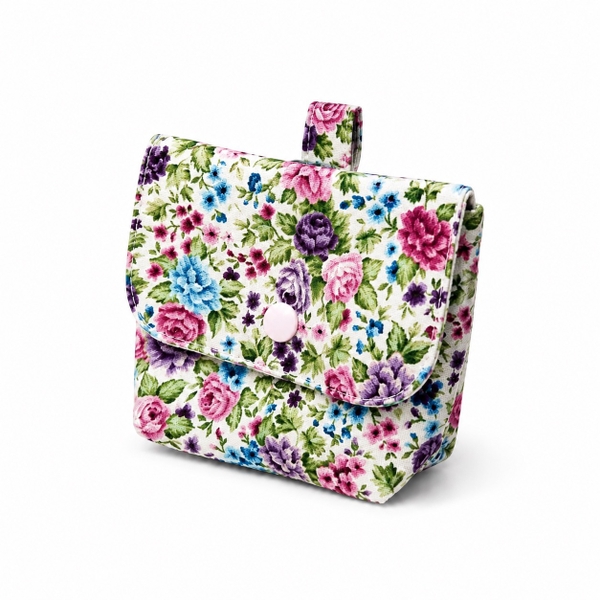 RUNG HANDMADE - 'Colorful Rose' Wallet Keychain With Flap