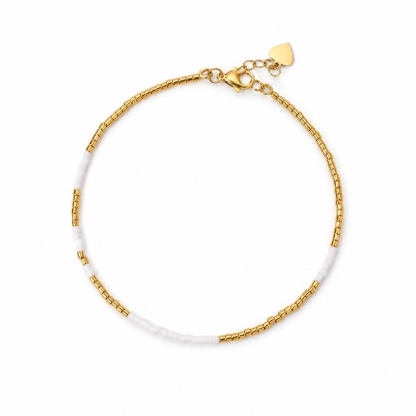 HUMANITY HANOI -  White & 24K Gold Plated Bead Bracelet