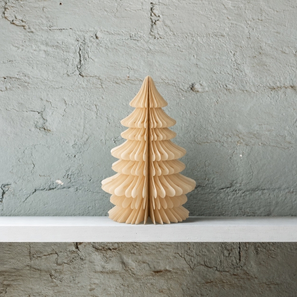 CHRISTMAS - Large Origami Decorative Paper Tree in Beige