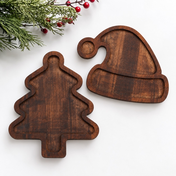 CHRISTMAS - Wood Tray In Hat Shape