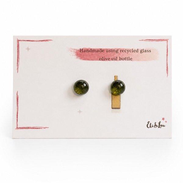 ELI & LOU Recycle Glass Earrings from Olive Oil Bottle