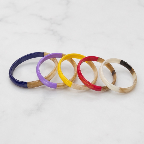AZIET -  Buffalo Horn & Lacquer Small Flat Bracelet in Purple