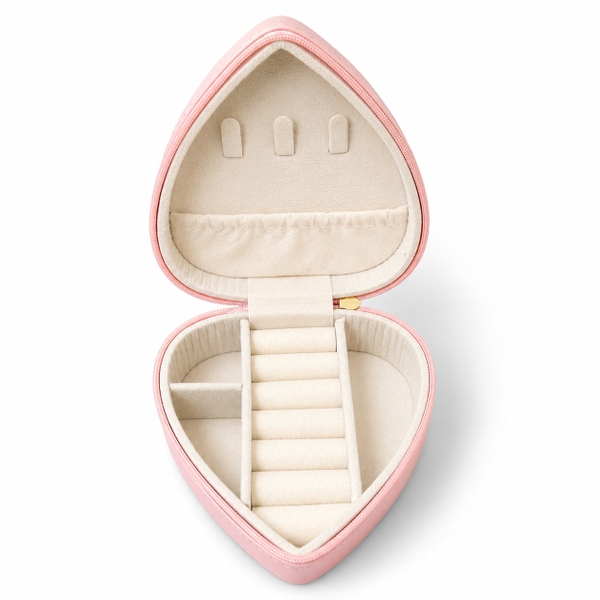 Heart Jewelry Box in Pink With Gold Tweed