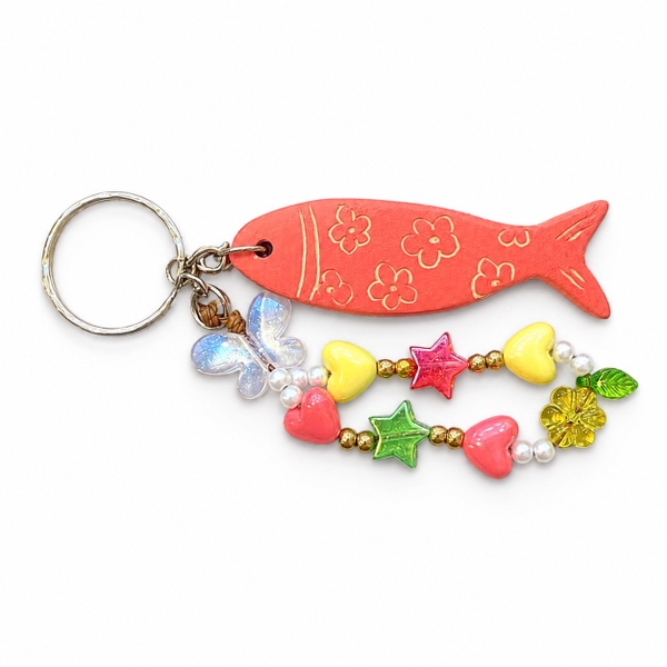 LINDO CRAFTS - Coral Fish Ceramic Keychain