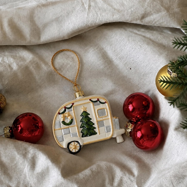 Poly CHRISTMAS Ornament - CHRISTMAS Van in White