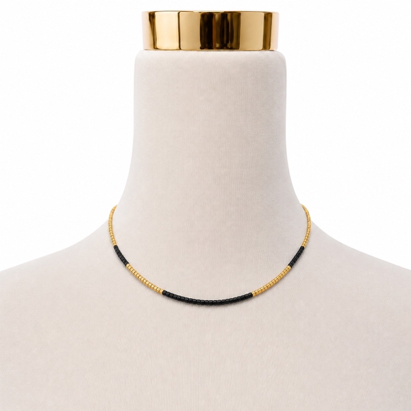 HUMANITY HANOI -  Black & 24K Gold Plated Bead Necklace