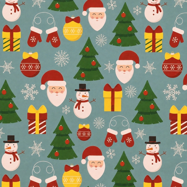 TIỆM CÁ TRỨNG - 'Santa & Snowman' Christmas Wrapping Paper