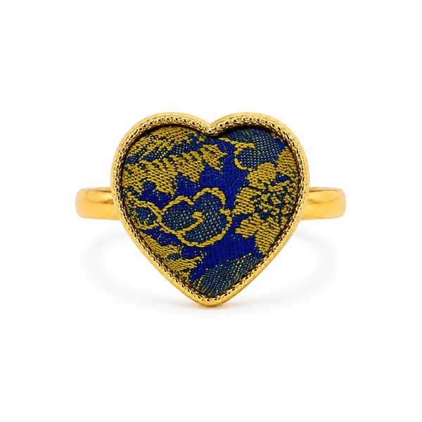 MỘC SAN - 16K Gold Plated & Silk Ring in Royal Blue Heart