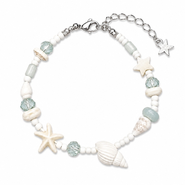 MERMAID - 'Seatra - Mint' Natural Gemstone & Seashell Bracelet