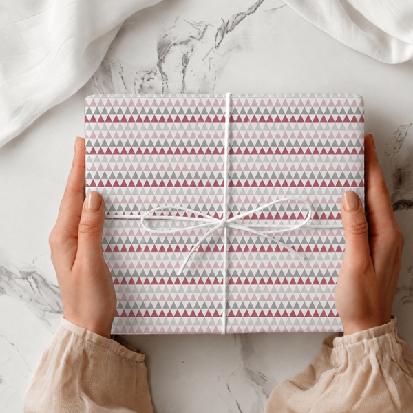 TIỆM CÁ TRỨNG - 'Pink & Grey Triangle' Wrapping Paper