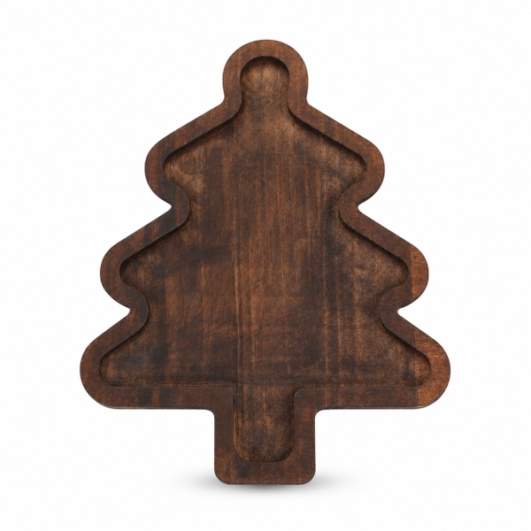 CHRISTMAS - Wood Tray In Pine Tree Shape