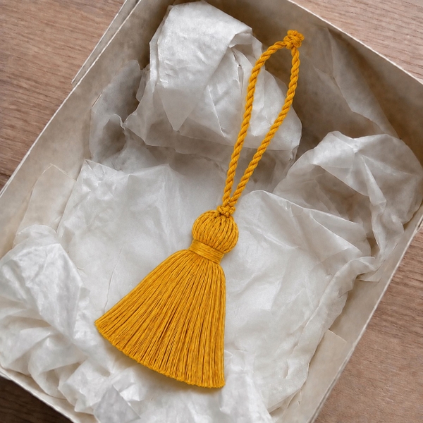 Macrame CHRISTMAS Ornament - Tassel in Mustard