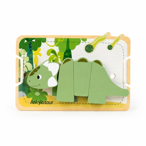 Children's Dinosaur Puzzle Wood Toy - Green