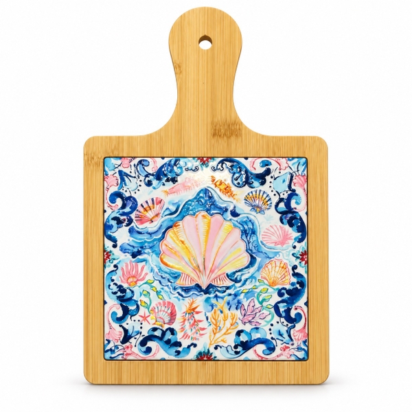 BÁT TRÀNG CERAMIC - Wood & Ceramic Pot Holder In Seashell