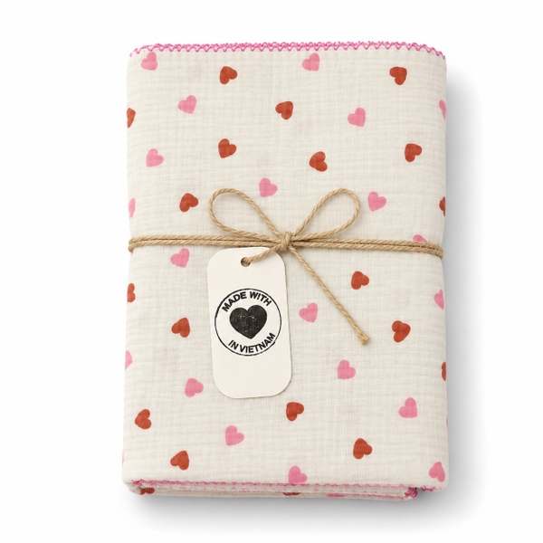 KID & BABY - Muslin Blanket in Pink Heart