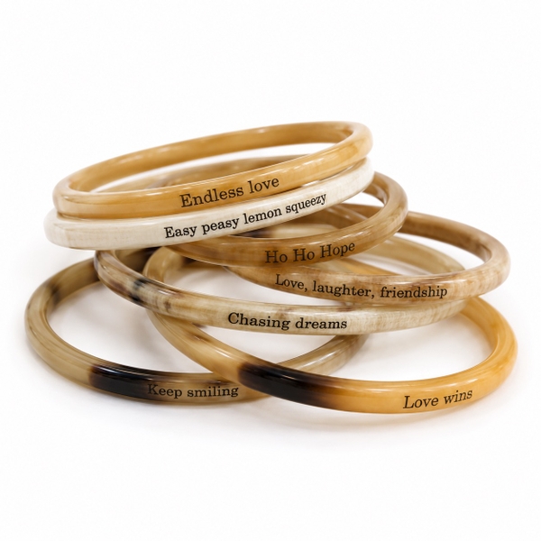 AZIET -  Buffalo Horn Quote Bangle ‘Love Wins’