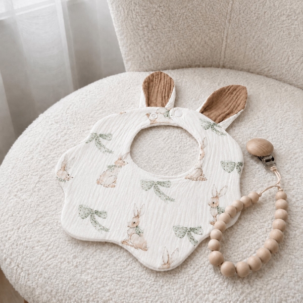 KID & BABY - Muslin Bunny Bib in Bunny & Bow