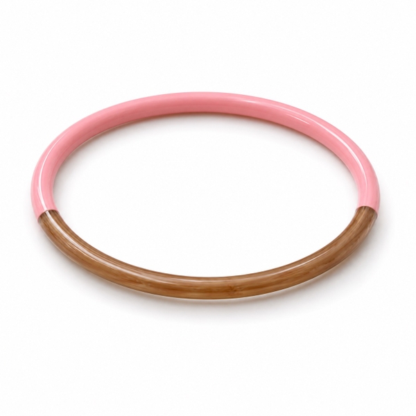 AZIET -  Buffalo Horn & Lacquer Round Bracelet in Pink