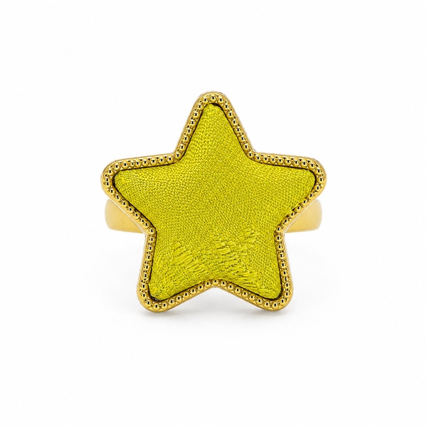 MỘC SAN - 16K Gold Plated & Silk Ring in Lime Green Star