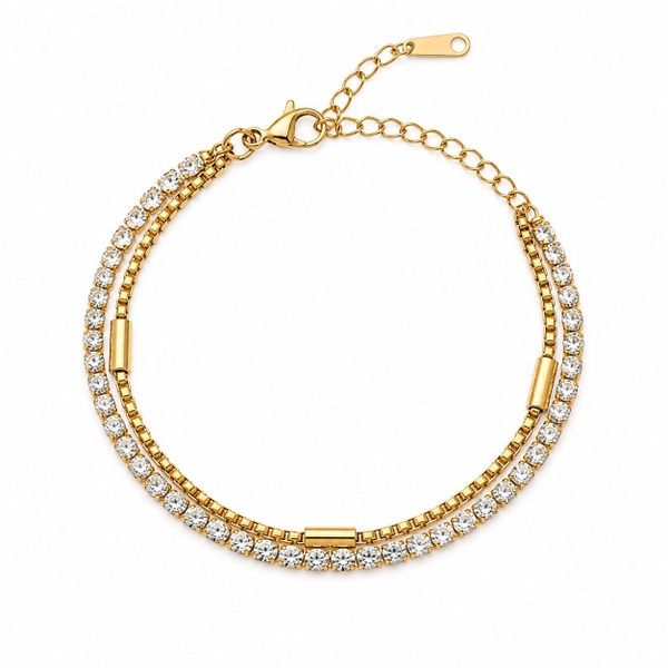 MIALIE - 18K Gold Plated Tennis Chain Bracelet