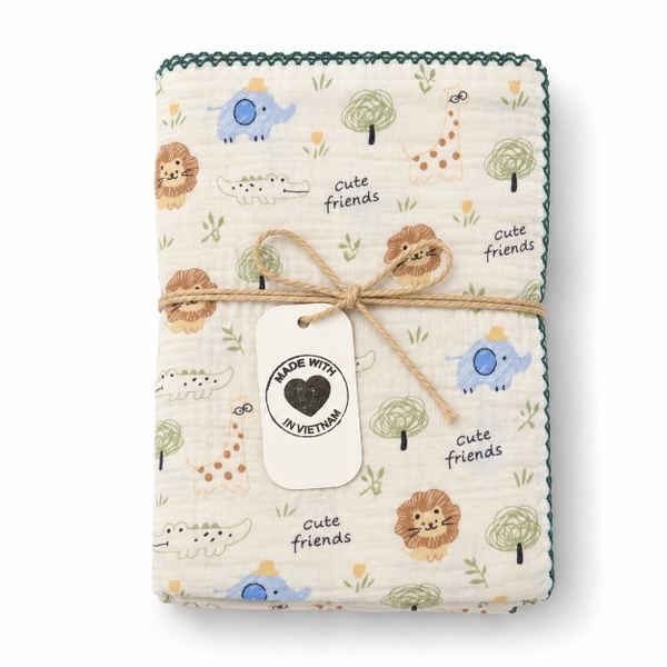 KID & BABY - Muslin Blanket in Cute Jungle Friends