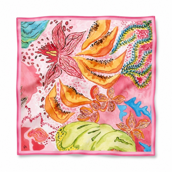 LY VU -  ‘Autumn Garden No.1’ Silk Carre Scarf