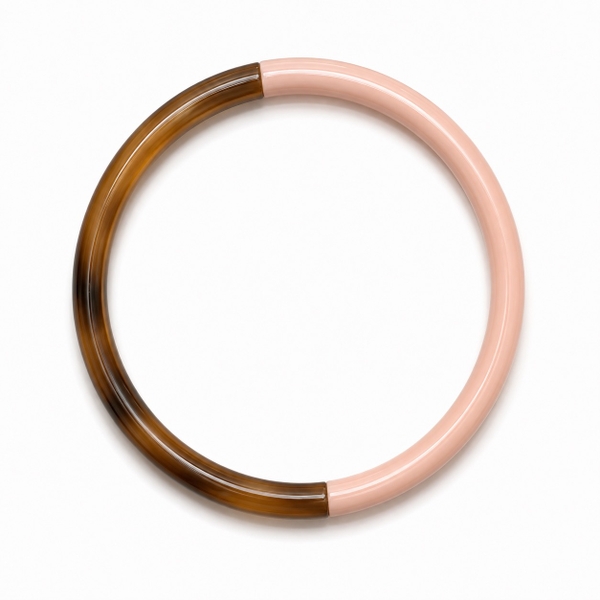 AZIET - Buffalo Horn & Lacquer Round Bracelet in Peach