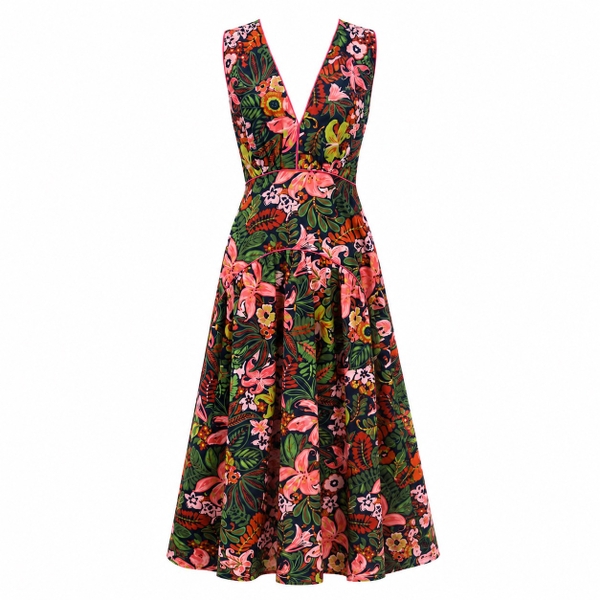 HUMANITY HANOI - V Neck Floral Maxi Dress