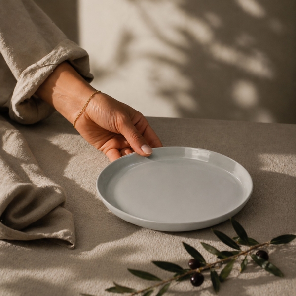 BÁT TRÀNG CERAMIC - Medium Basic Plate in Grey
