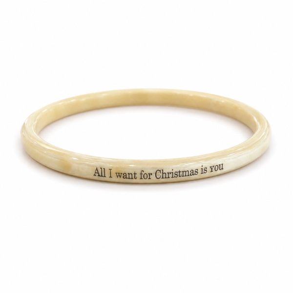 AZIET -  Buffalo Horn Quote Bangle ‘All I Want For Christmas Is You’