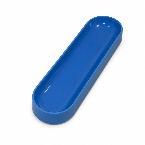 BAT TRANG -  Ceramic Thick Oval Tray In Blue
