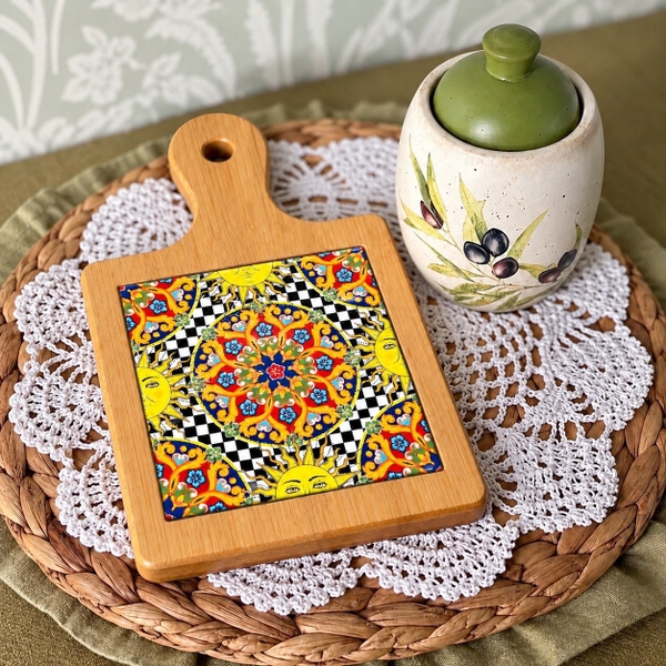 BÁT TRÀNG CERAMIC - Wood & Ceramic Pot Holder In Sun
