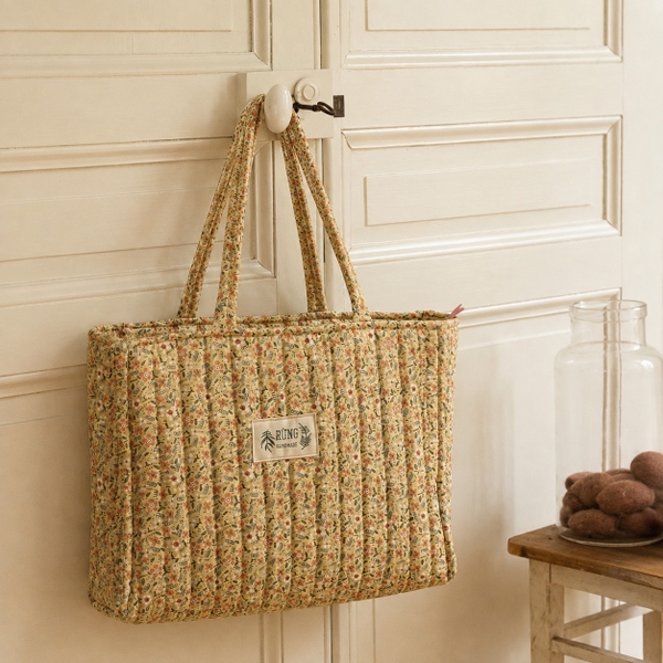 RỪNG HANDMADE - ‘Tiny Flower in Mustard' Quilted Tote Bag
