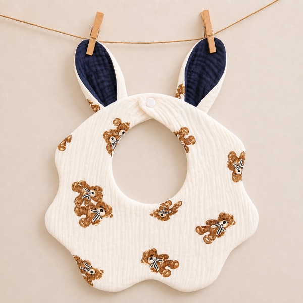 KID & BABY - Muslin Bunny Bib in Teddy Bear