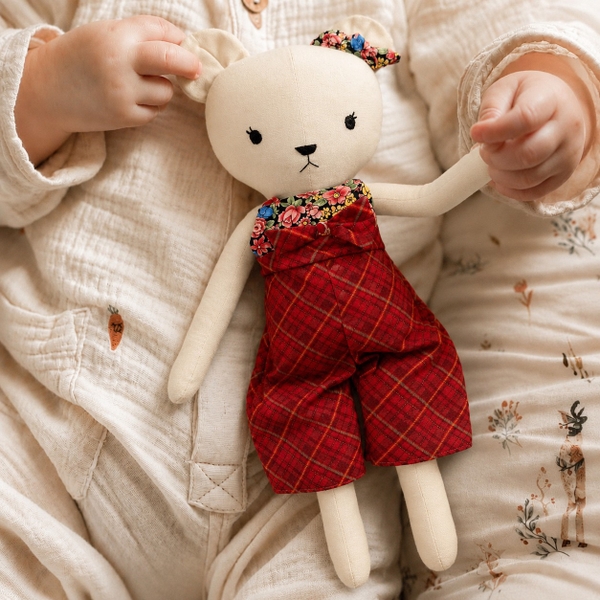 RỪNG HANDMADE - Misa Bear in Red Gingham Jumpsuit
