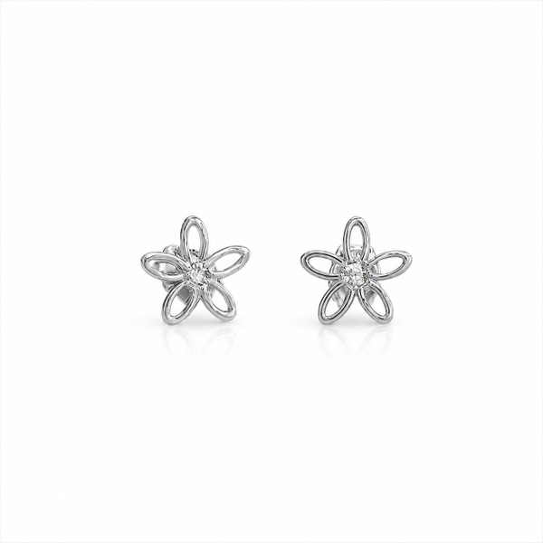 ROUGE - Silver Plated Flower Stud Earrings