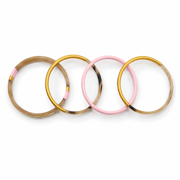 AZIET -  Buffalo Horn & Lacquer Set Bracelet in Pink