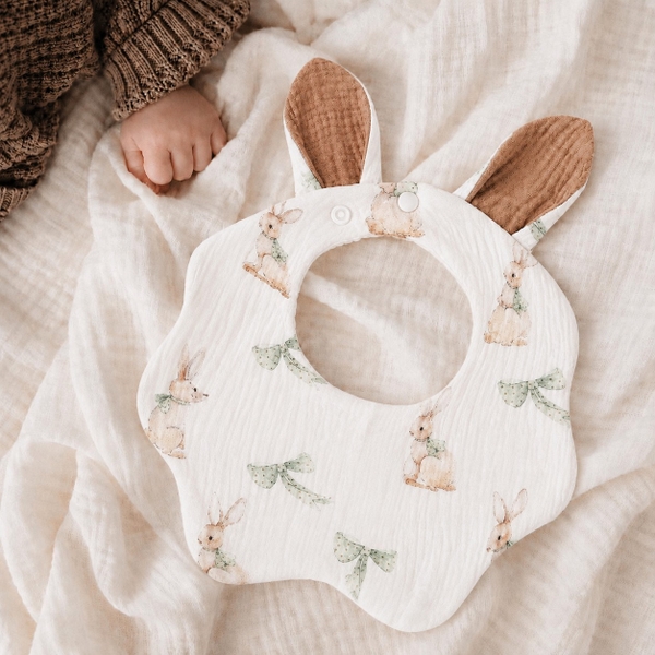 KID & BABY - Muslin Bunny Bib in Bunny & Bow