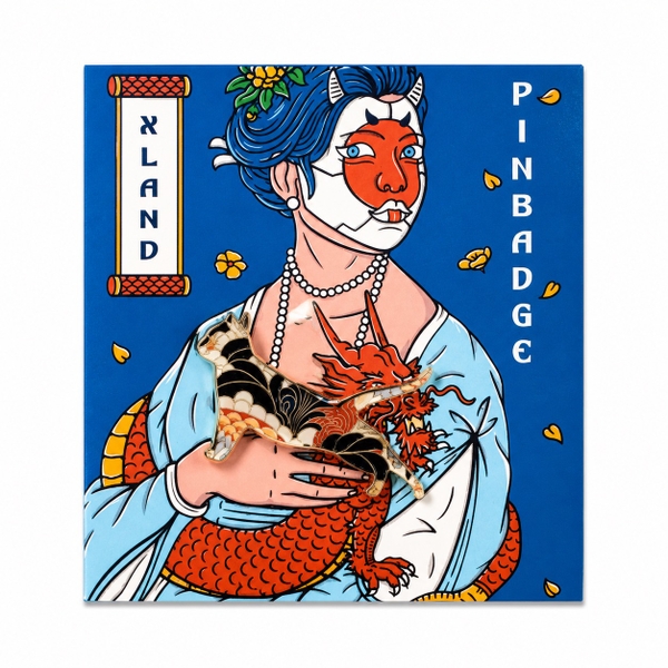 XLAND - ‘Stretching Cat in Black & Orange’ Mini Pin