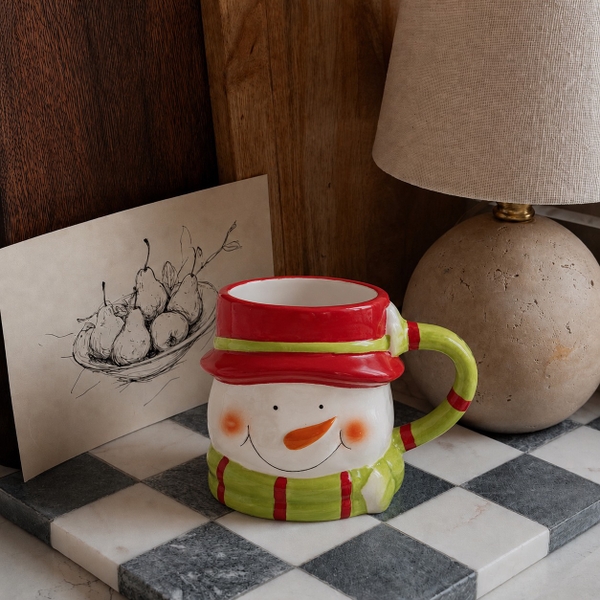 CHRISTMAS - Ceramic Short Mug in Snowman