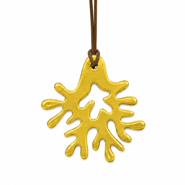 AZIET -  Buffalo Horn & Lacquer Necklace In Gold Coral Pendant