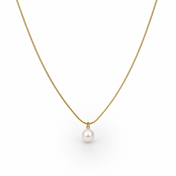 ROUGE - 18K Gold Plated Necklace with Big Pearl Pendant