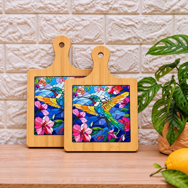 BÁT TRÀNG CERAMIC - Wood & Ceramic Pot Holder In Mosaic Bird