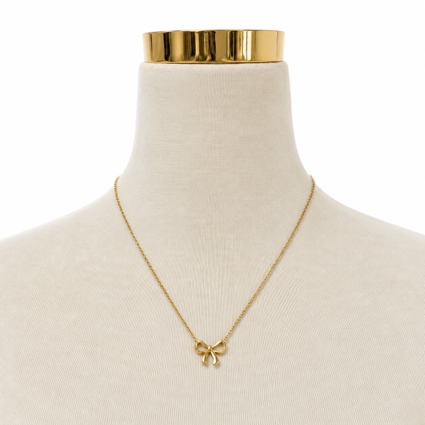 ROUGE - 18K Gold Plated Necklace With Bow Pendant
