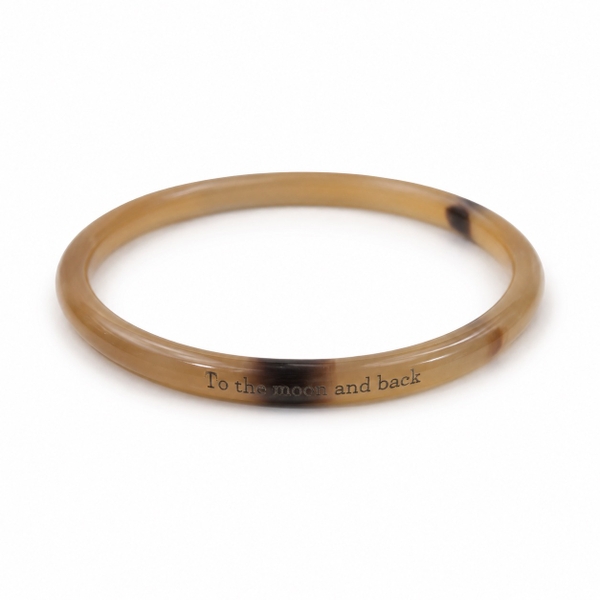 AZIET -  Buffalo Horn Quote Bangle ‘To The Moon And Back’
